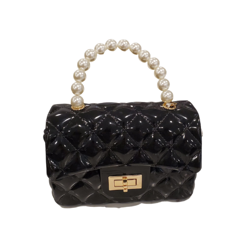 Pearl Handle Jelly Purse - Black