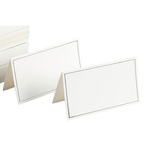 White & Silver place cards - tent style 25 ct.