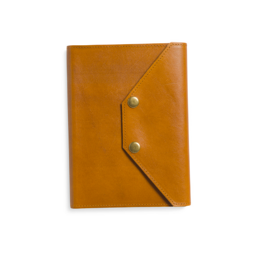 Italian Leather Notebook - Brown Envelope Closure