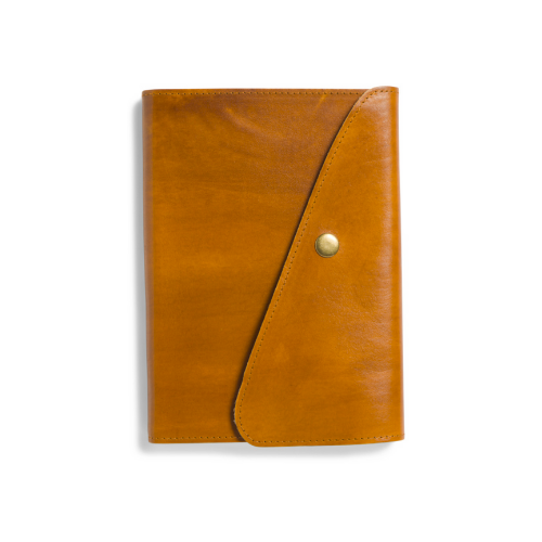 Italian Leather Notebook - Brown Slant Closure