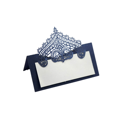 Navy Paisley Tent Place Cards w/White Insert - 25ct