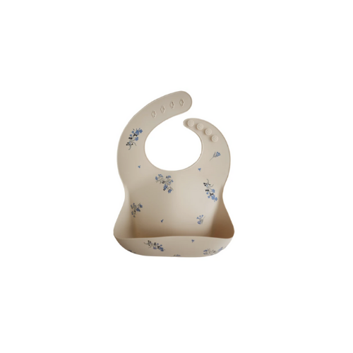 Mushie Silicone Baby Bib - Lilac Flowers