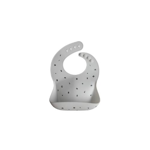 Mushie Silicone Baby Bib - Letters White