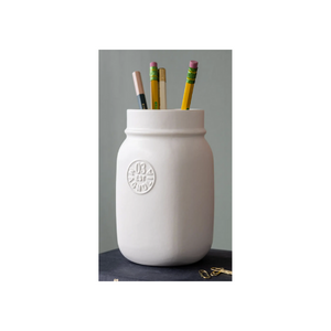 Magnolia Matte White Jar Pencil Holder