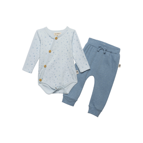 Rabbit & Bear Blue Moons & Stars Bodysuit & Pants Set - 0-3m