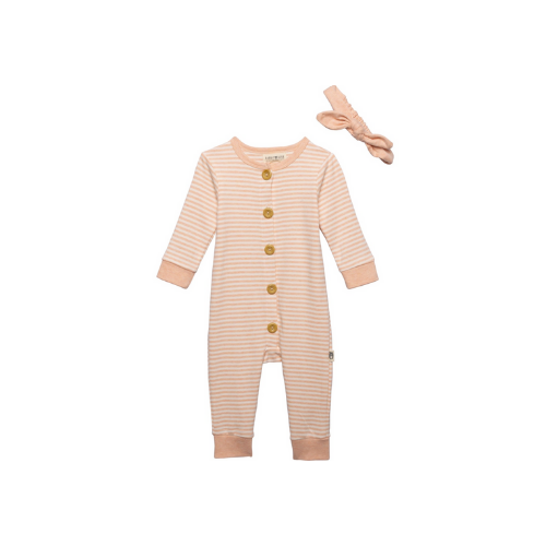 Rabbit & Bear Pink Coverall & Headband Set - 3-6m