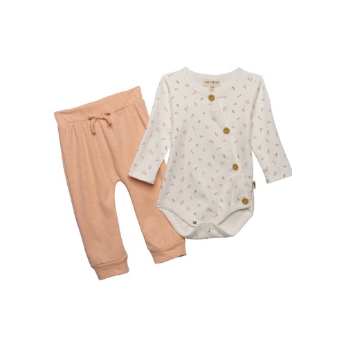 Rabbit & Bear Pink Floral Bodysuit & Pants Set - 0-3m