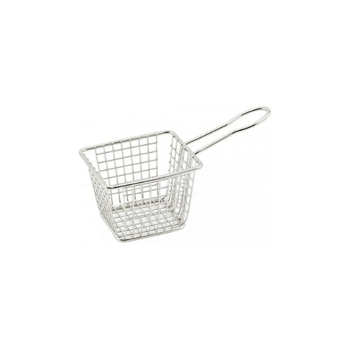 Winco SS Rectangular Mini Deep Fry Basket - 4"x 3"x 3"