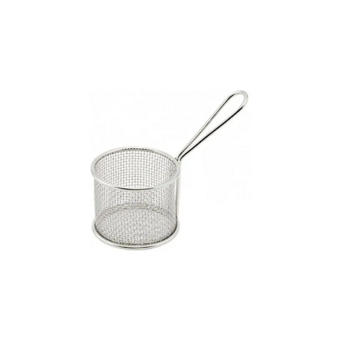 Winco SS Round Mini Deep Fry Basket - 3-3/4"