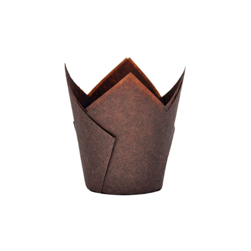 Tulip Shaped Dark Brown Muffin Tin Liner - 25ct