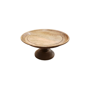 Mango Wood Round Pedestal - 12"