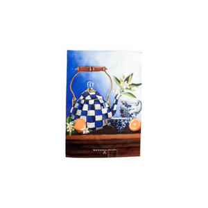 MacKenzie Childs Royal Check Still Life Dish Towel - Tea Kettle