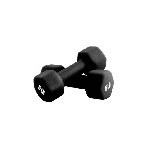 Neoprene Dumbbell 5lb Black Hand Weights - 2pk