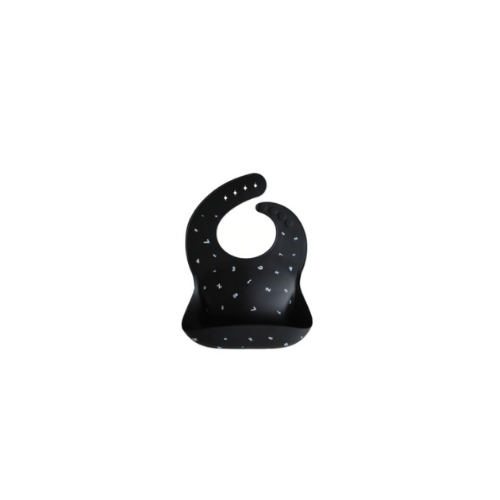 Mushie Silicone Baby Bib - Numbers Black