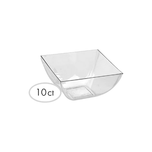 Square Clear Plastic Bowl 8oz - 10ct