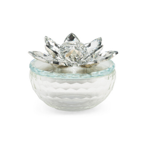 Sagebrook Home Crystal Lotus 5" Trinket Jar