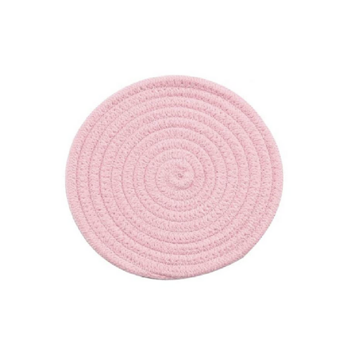 Chenille Round Woven Trivets - Pink Set of 3