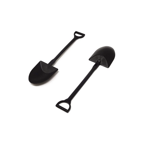 Mini Black Plastic Dessert Shovel Spoons - 20ct