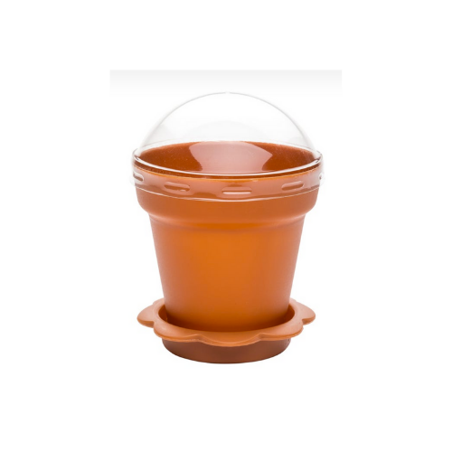 Plastic Terracotta Color Mini 6oz Flower Pot w/Lid - 20pk