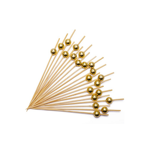 Appetizer Picks w/Gold Pearl - 50pk