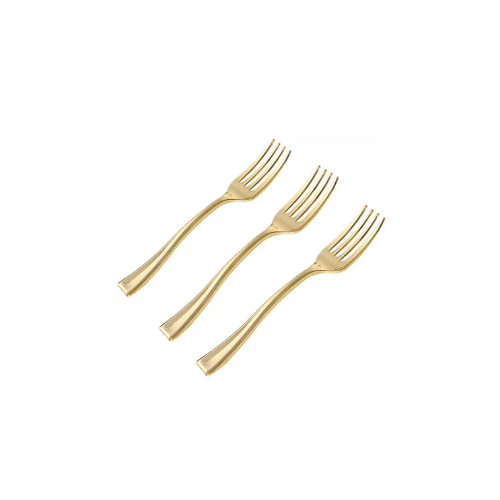 Mini Gold Plastic Fork - 25ct.