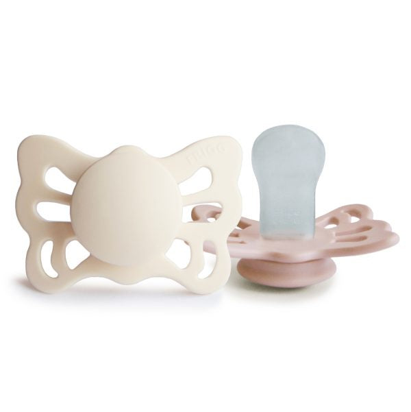 Butterfly Anatomical Silicone Pacifier | 0-6 Months (Cream/Blush)