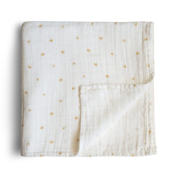 MUSLIN SWADDLE BLANKET ORGANIC COTTON (CROWNS)