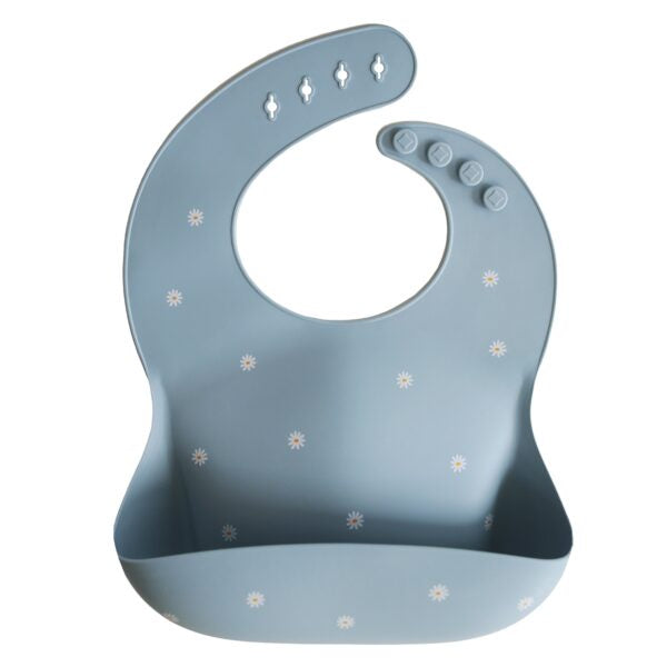 Silicone Baby Bib (White Daisy)