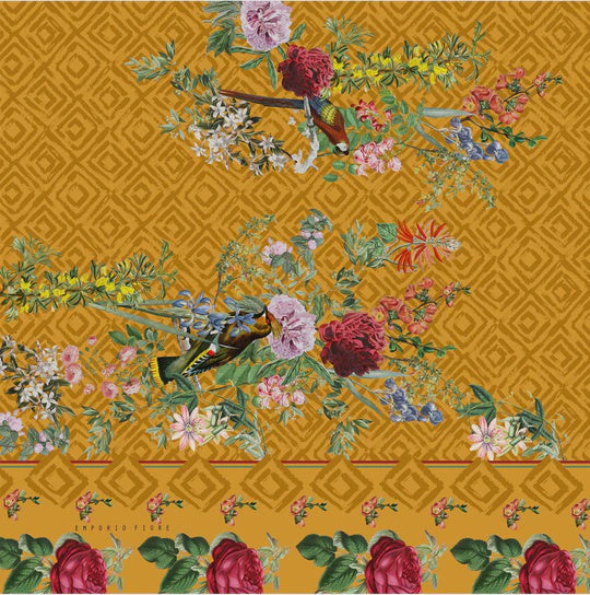 Silk Scarf, [EF68-1] Emporio Fiore Ochre EF68-1 90cm