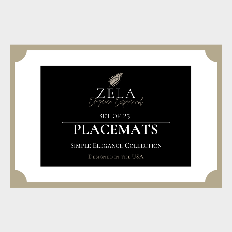 Zela Placemats 25 ct - Simple Elegance Collection, Golden Border