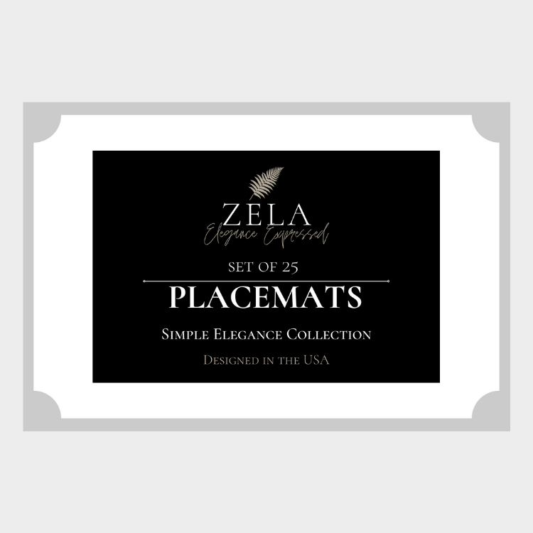 Zela Placemats 25 ct - Simple Elegance Collection, Gray Border