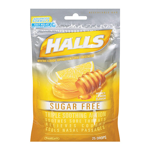 Halls Sugar Free Mentho-Lyptus Cough Drops Honey Lemon 25ct