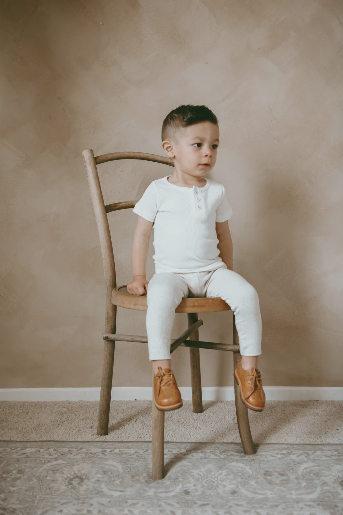 Organic Essential Tee Henley - Milk - 2YR