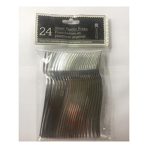 Mini Silver Plastic Forks - 25ct