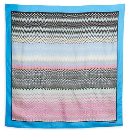 Missoni Silk Scarf - Blue Edge with pink