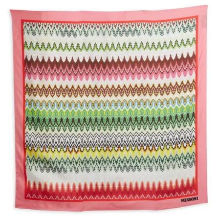 Missoni Silk Scarf - Coral Edge with green/yellow