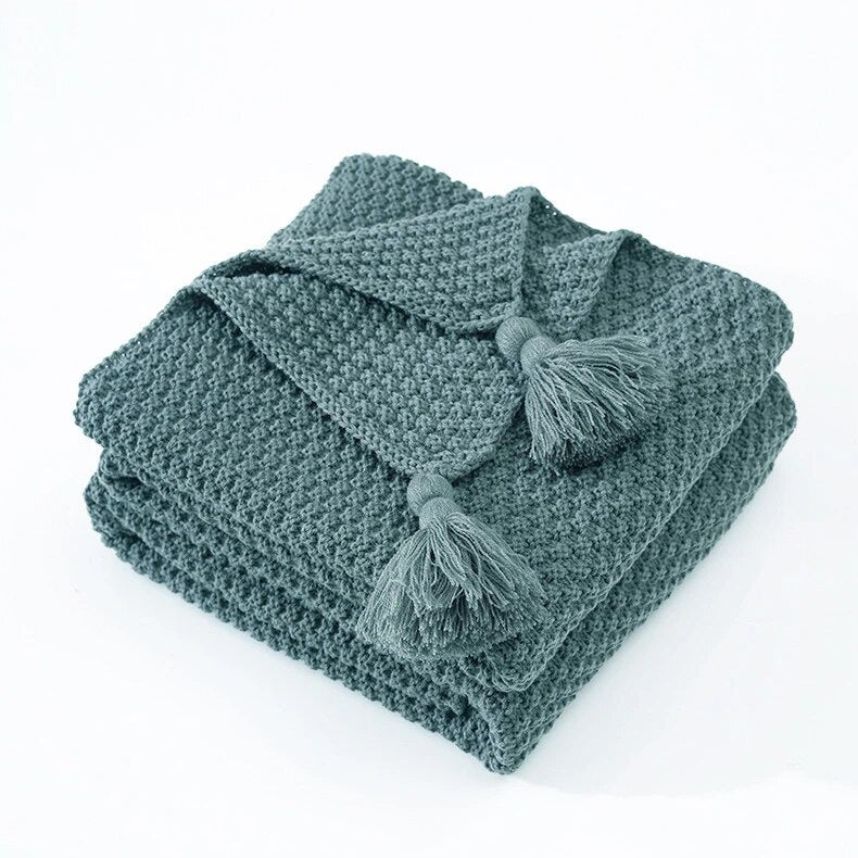 Tassel Baby Blanket, Lake Green, 110x150cm