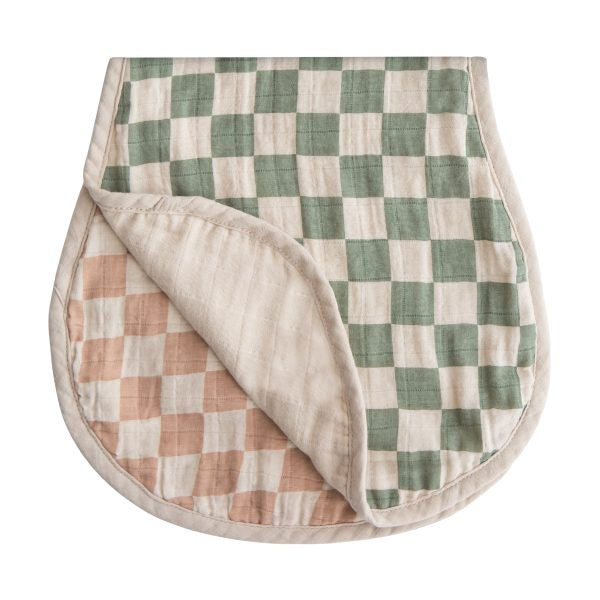 Muslin Burp Cloth Organic Cotton 2-Pack (Olive Check/Natural Check)