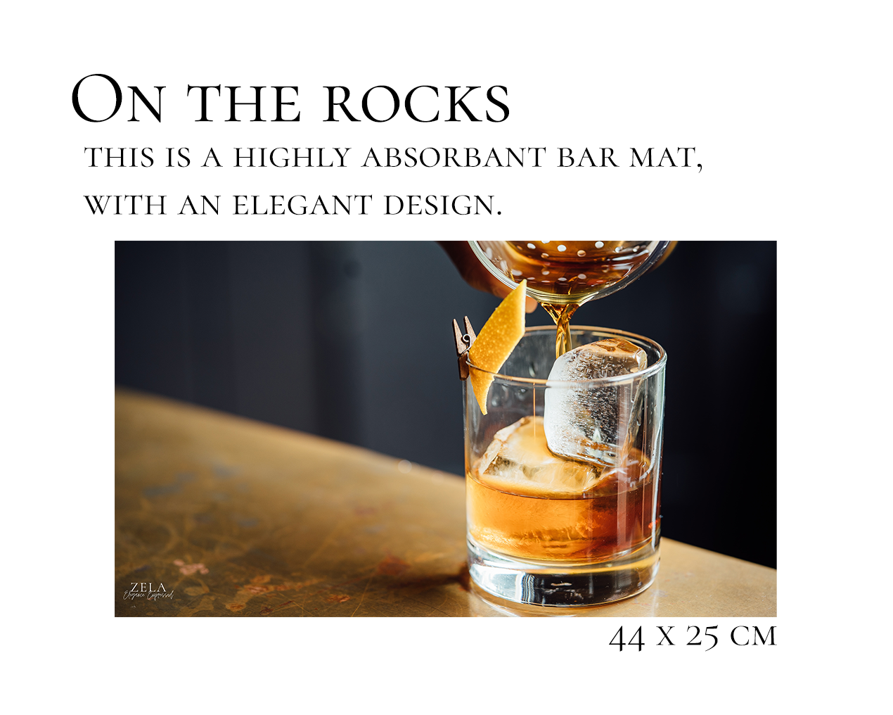 Zela Whisky On The Rocks Bar Mat 17.5 x 10