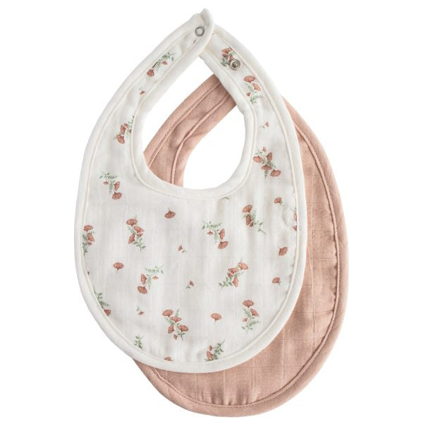 Muslin Bib 2-Pack (Blush/Pink Floral)