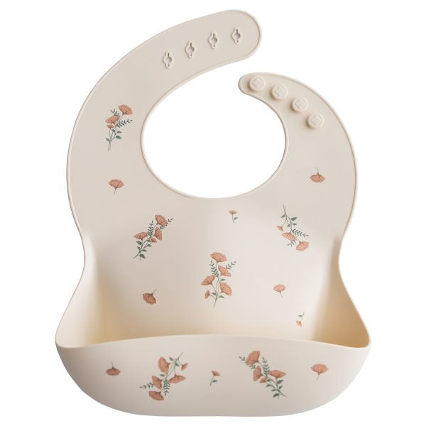 Silicone Baby Bib (Pink Flowers)