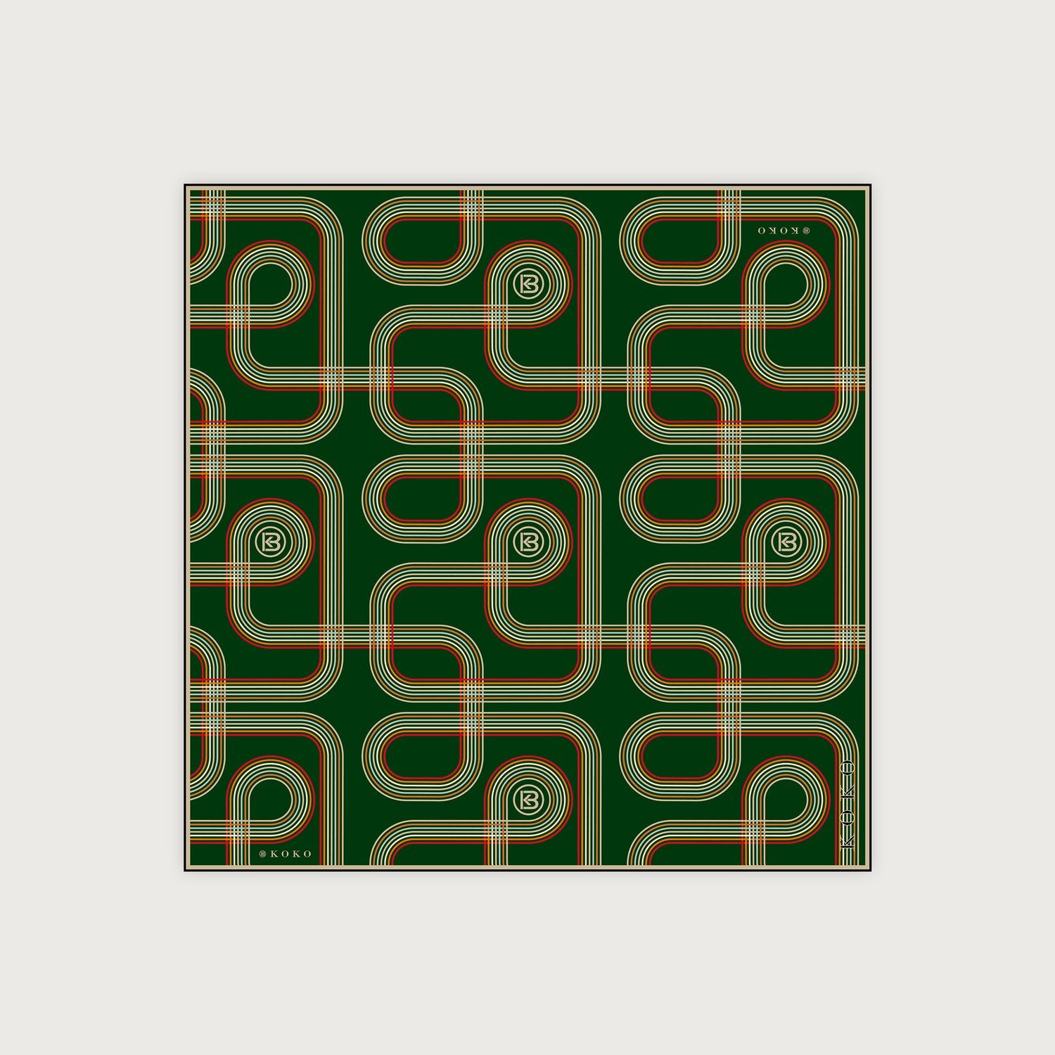 KOKO, 90cm Silk Scarf, Retro Green