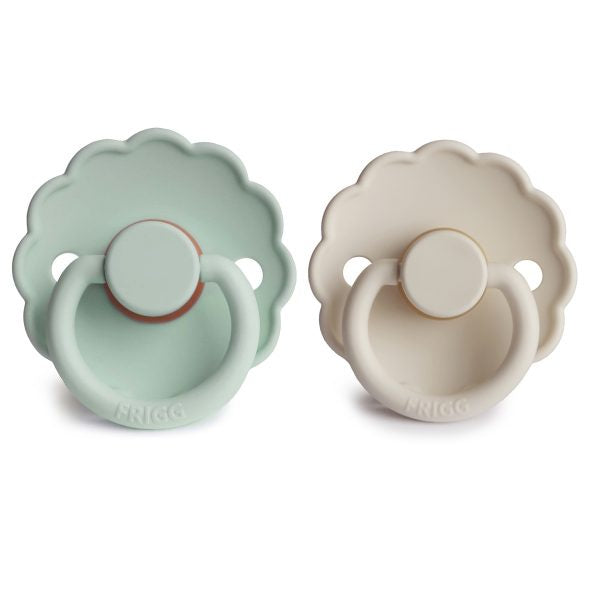 FRIGG Daisy Natural Rubber Baby Pacifier (Seafoam/Cream) 2-Pack - 6-18 Months