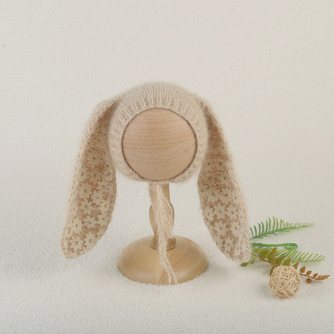 Soft Knitted Stretch Angora Rabbit Bonnet