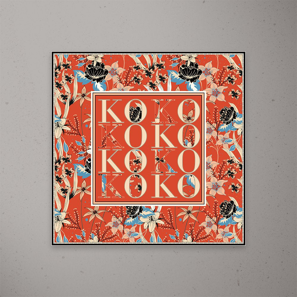 KOKO, 90cm Silk Scarf, Botanics Tangerine Embellished