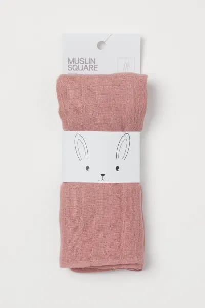 Cotton Muslin Square, comfort blanket in pink