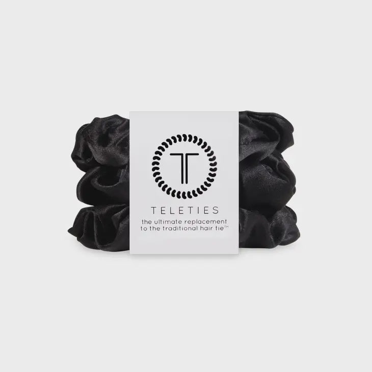 Jet Black Large Silk Scrunchie