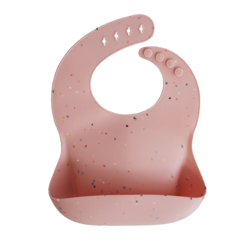 Mushie Silicone Baby Bib - Powder Pink Confetti