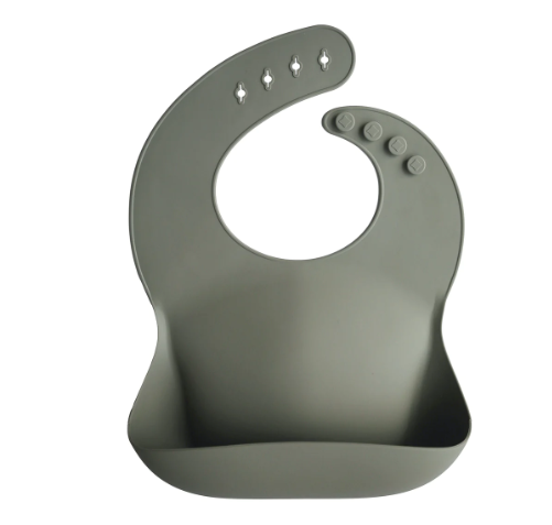 Mushie Silicone Baby Bib - Silver Sage