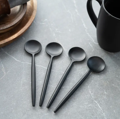 Modern Black Coffee Spoons - Set of 4